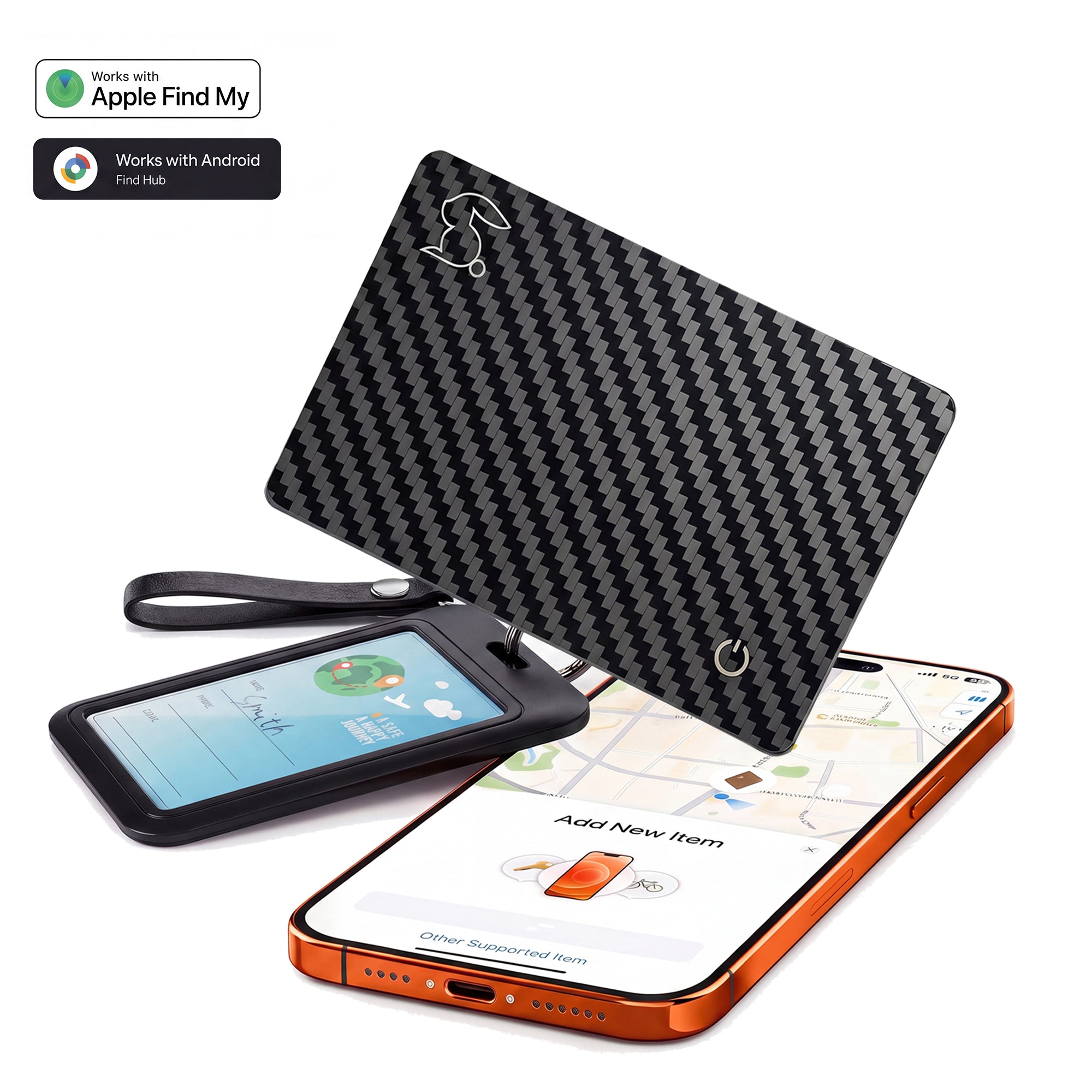 Top Rabbit Tracking Slim Card — 1.8mm wallet tracker for Apple Find My & Google Find Hub
